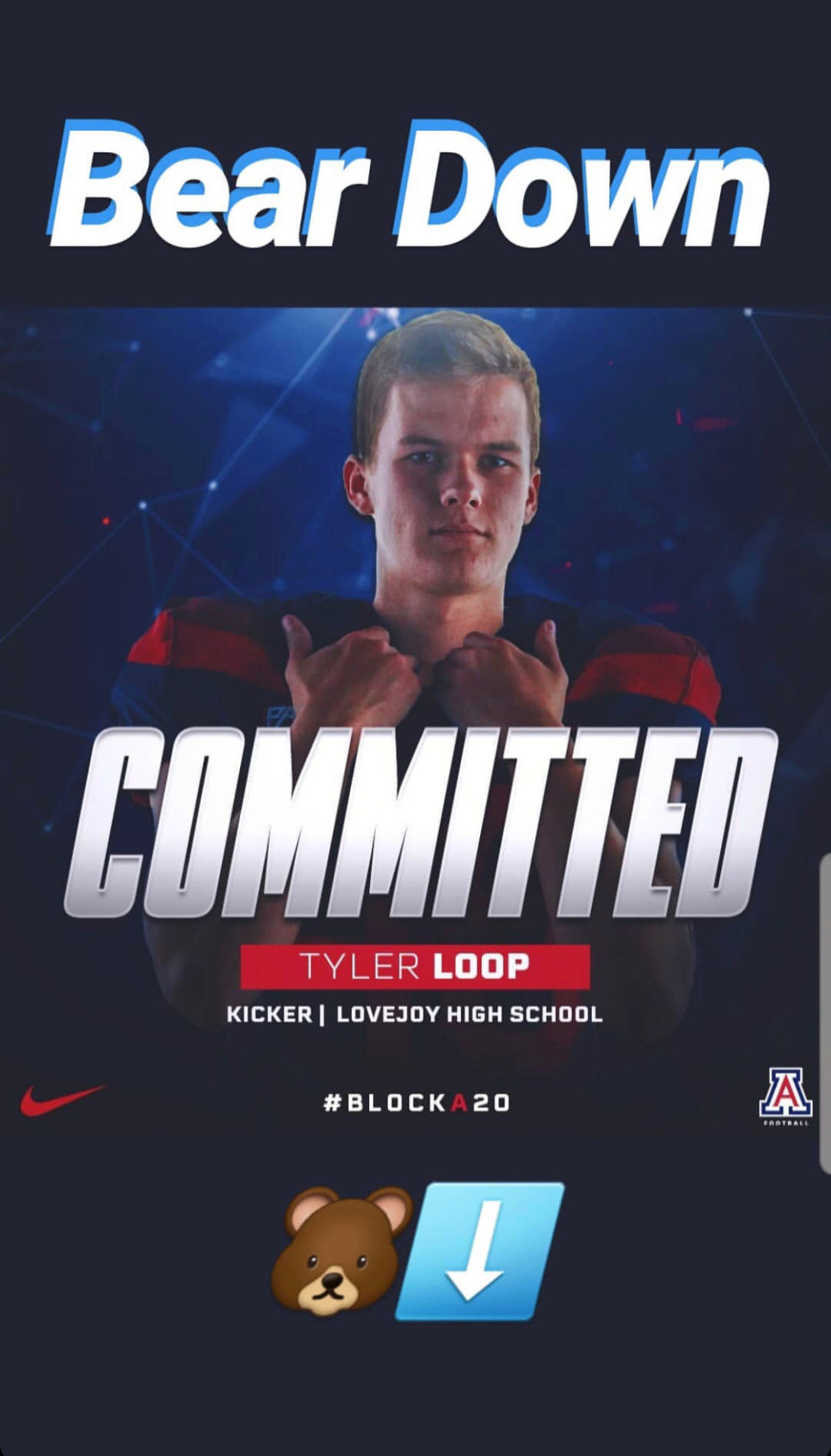 Tyler Loop, Arizona Wildcats football recruiting 2020